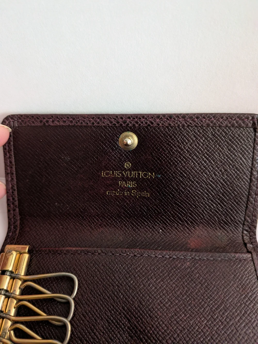 Louis Vuitton Burgundy Textured Leather Key Case
